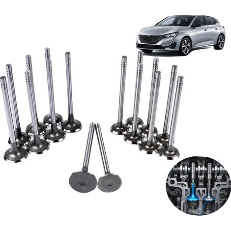 Gruppo valvole motore, 16 pezzi, valvole motore in acciaio, conforme agli standard OEM, montaggio preciso, compatibile con modelli Peugeot e Citroën (1/5)