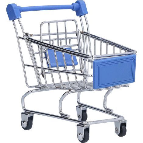 Chariot de Courses Mini Supermarket Bleu - Solide et Pratique pour Maison, Bureau, Cuisine