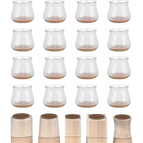 [NUNCA USADO] INHHUB - Paquete de 16 protectores de suelo para patas de silla, deslizadores de muebles para suelos de madera, silicona (18-25 mm) - INHHUB