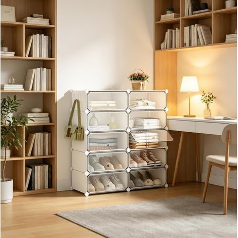 Modularer Schuhhalter,Schuhschrank,Bücherregal,Spielzeugorganisator,Kleiderschrank,Badekabine(nur mit Schuhhalter) (1/5)