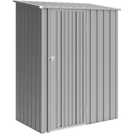 Outsunny Outdoor Storage Shed Steel Garden Shed with Lockable Door Grey