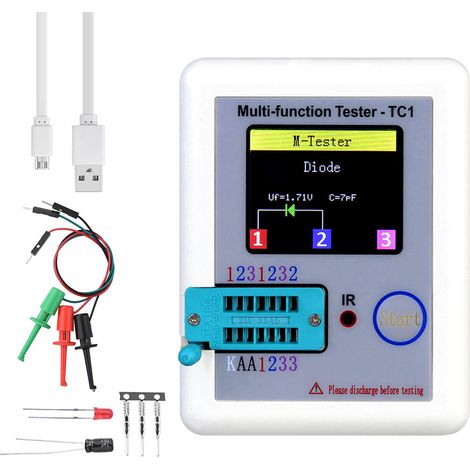 Display colorato TFT Multifunzionale Tascabile retroilluminazione Transistor Tester LCR-TC1 per diodo triodo condensatore resistore Transistor LW21 (1/5)