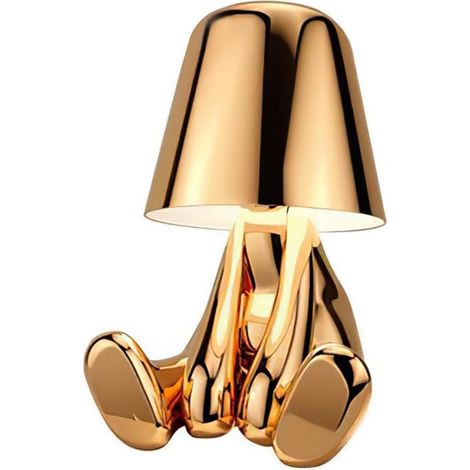 Lampe de Table LED sans Fil Créative Rechargeable à Pile Lampe Portative Réglable en Luminosité Design de Modèle Mignon pour Restaurant Chambre à Coucher Patio Studio Article Noël Doré-H (1/5)