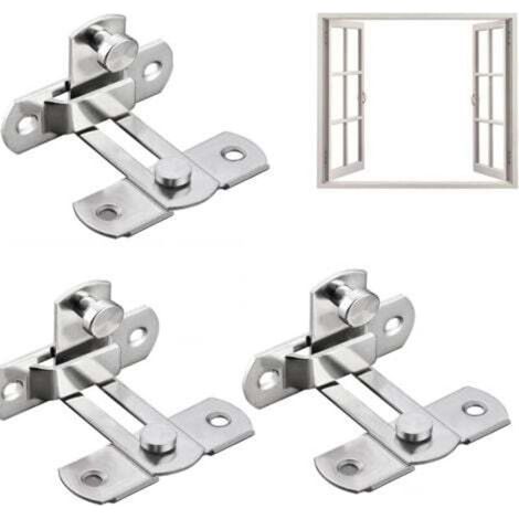 Verrou de porte coulissante en acier inoxydable,Verrou de porte de grange à angle droit, loquet de porte de grange robuste, boulon avec vis pour fenêtre, armoire à vin, cages pour animaux(argent) (1/4)