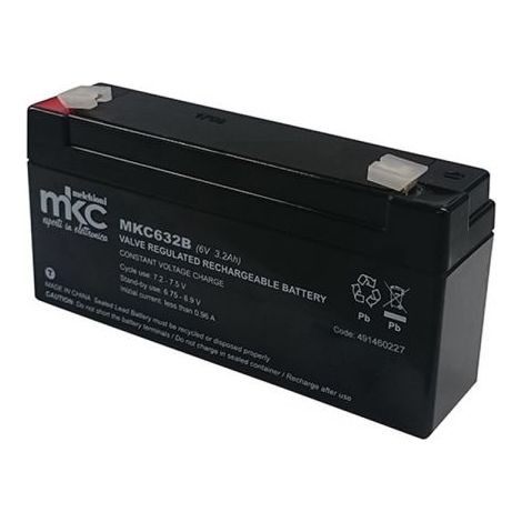 MKC batteria piombo ricaricabile 6V 3,2Ah 130x33x60mm - MKC632B