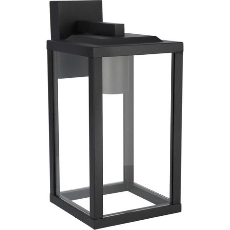 Edo Solutions – Applique extérieure noire IP44 en aluminium – Culot E27 – Diffuseur en verre – Montage en saillie – 305mm de hauteur – 145mm de largeur - EDO777369