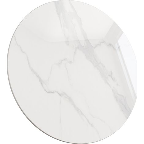 Plateau de table rond 60 cm – Pierre frittée satinée lisse – Résistant à la corrosion et aux rayures – Pour tables à manger et basses