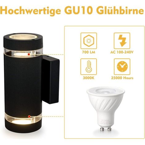 Applique da parete a LED, lampada da esterno impermeabile IP65, moderna applique da parete in alluminio da 3000K per giardino, garage, terrazza, patio, ingresso, illuminazione esterna (1/4)