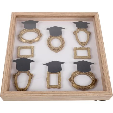 Mini Cadre Photo Vintage en Résine Bois pour Décoration Murale et Anniversaire Boîte à Ombres Rustique Style Musée Carré Beige (1/5)