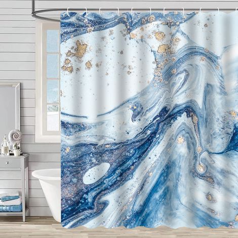 Rideau de douche effet marbre coloré, rideau de salle de bain abstrait, ensemble rideau de douche avec 12 crochets, décoration de salle de bain, 5 tailles disponibles. (1/2)