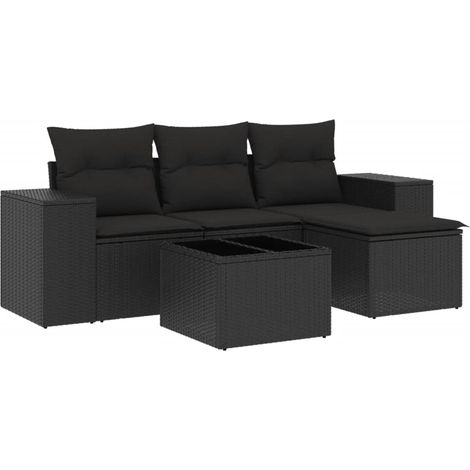 Maison Exclusive - Set de muebles de jardín 5 pzas y cojines ratá (1/5)