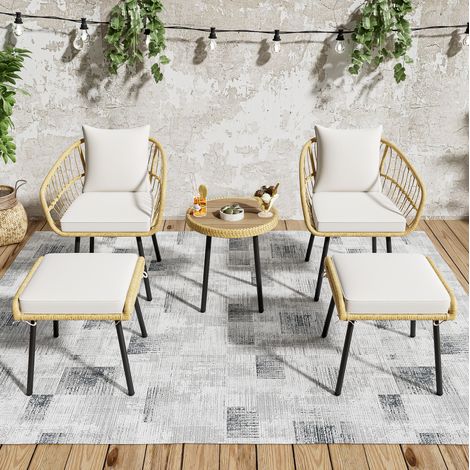 seduta sedia set giardino tavolo rattan naturale OKMYHOME (1/5)