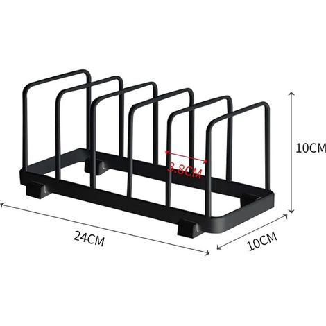 Égouttoir à vaisselle support de rangement pour assiettes et planches découper comptoir cuisine 2 pièces noir (1/3)