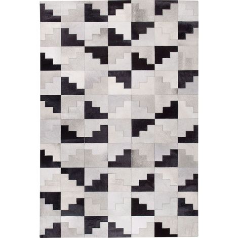 Teppich EFIRLI Grau 140 x 200 cm Echtleder