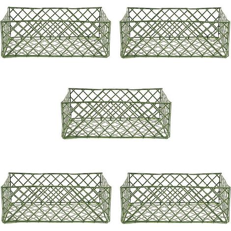 Ensemble de 5 pièces de cage à fleurs en terre cuite compatible avec les compositions florales, en plastique vert. (1/5)