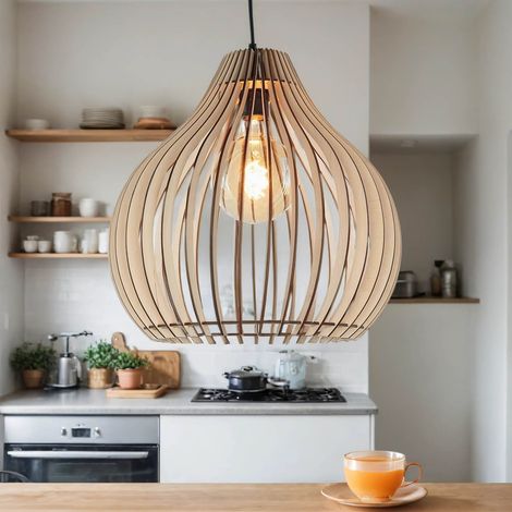 Hängelampe Holz Natur E27 Modern Hängeleuchte