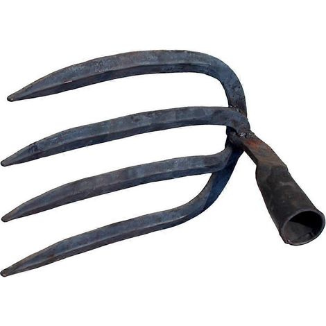 Râteau à quatre dents, outil pour creuser le jardin, noir (1/5)