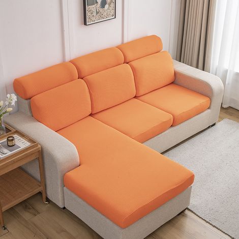 Housse de coussin élastique à motif ananas, épaisse et antidérapante (65–90 × 90 cm, orange) (1/5)