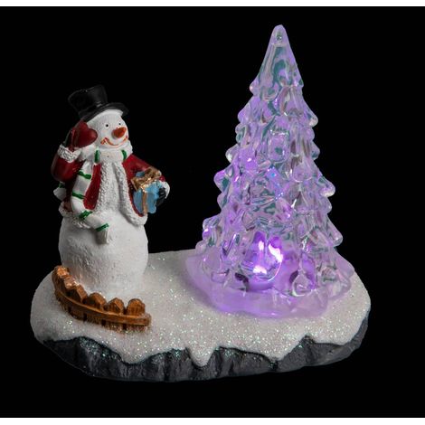 Village lumineux personnage et sapin 1 LED H.9,5cm assorti - Feeric lights & christmas (1/4)