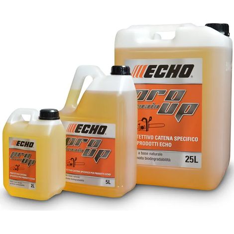 Echo – Huile chaîne biodégradable 100% éco-responsable – Adhérence maximale – Protection contre l'usure – Pour tronçonneuses toutes marques – 2L