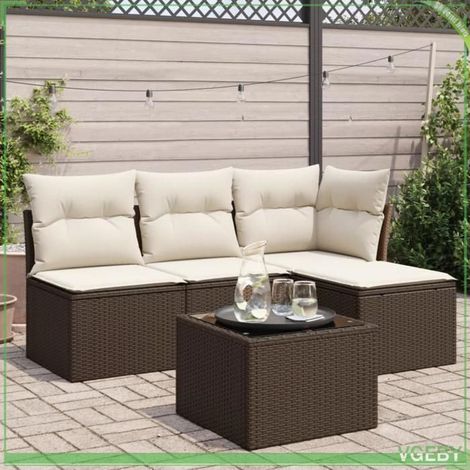 Salon de jardin - 3217513 - Résine tressée marron - Conception modulaire - Coussins déhoussables (1/3)