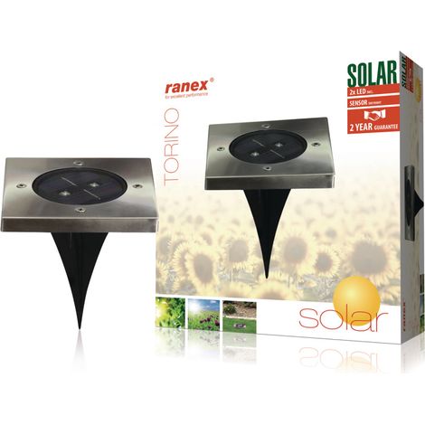 Ranex RA-5000406 Spot solaire à LED en acier inoxydable (1/4)