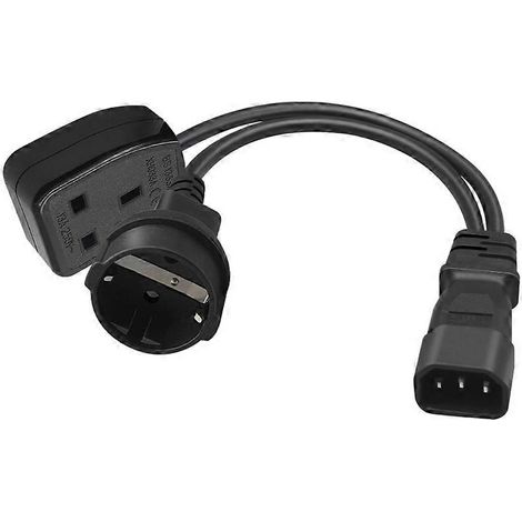 Câble adaptateur en Y IEC320-C14 mâle vers UK 13A + EU4,8 mm femelle (1/5)