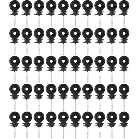 Isolante per recinzione elettrica, isolatore ad anello a vite, super pratico 50 pezzi/set isolatore ad anello filettato nero accessori per recinzione in legno (1/5)