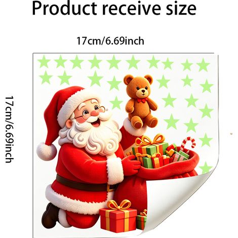 Autocollant lumineux phosphorescent en forme d'étoile du Père Noël pour interrupteur, idéal pour le salon, la chambre d'enfant ou la décoration murale de la table de chevet - Sticker fluorescent YGT61