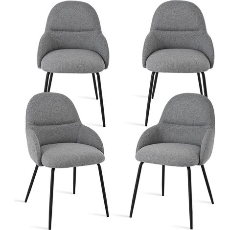 Goeurvant Esszimmerstühle im minimalistischen skandinavischen Stil, mit optimaler Rückenstütze und stabilem Holzgestell - 4er Set - Grau