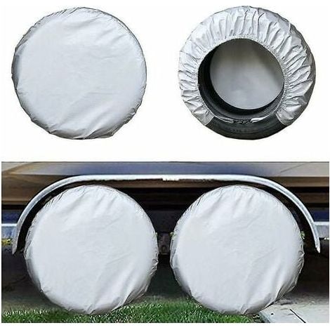 Juego de 4 fundas para neumáticos de remolque con protección anticorrosión, impermeables, para rueda de repuesto, para caravana, color plateado S (1/3)