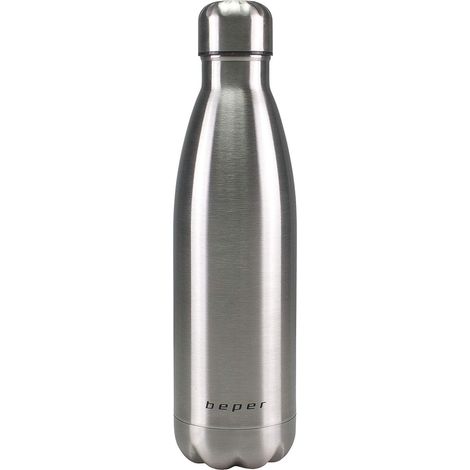 BEPER BI.505 Borraccia Inox, 500ml, Thermos Bottiglia a Doppia Parete, Acciaio Inossidabile, Argento (1/4)
