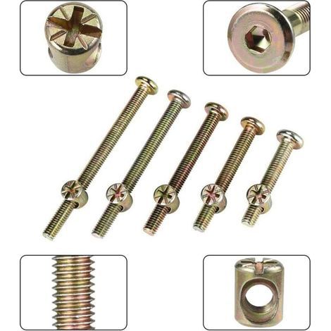 50 Pièces Boulons à Tête Hexagonale, Boulons avec écrous Cylindriques, Boulons avec Kit D'assortiment D'écrous Cylindriques, pour Meubles, Lits de Bébé, Chaises (1/3)