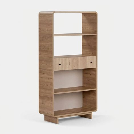 Bücherregal aus Holz mit Schublade Senza - Eiche (1/5)