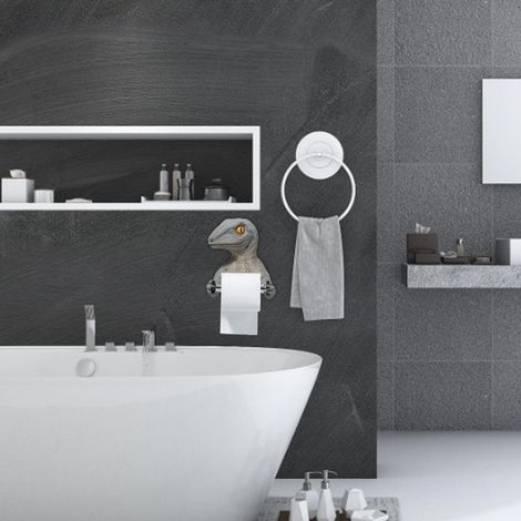 Porte Rouleau de Papier Toilette - Porte-Serviettes Murale en Résine avec Tige de Retrait - Organisateur de Salle de Bain avec Support en Fer Incorporé - Ensemble 1 Pièce (Green) (1/5)