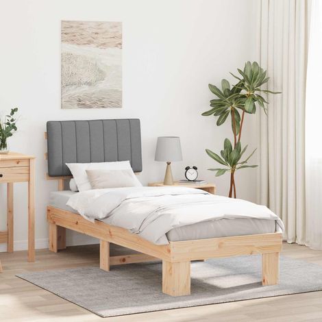 Estructura de Cama con Cabecera Tapizada Gris Claro 80 x 200 cm
