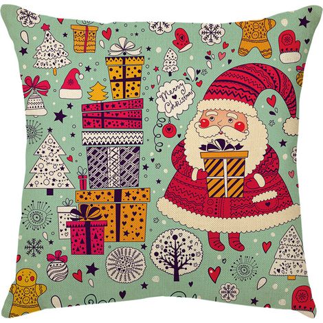 1 paquet d'ornements de Noël pour taies d'oreiller de Noël Housses de coussin Père Noël Décoration d'intérieur, style 15 (1/2)
