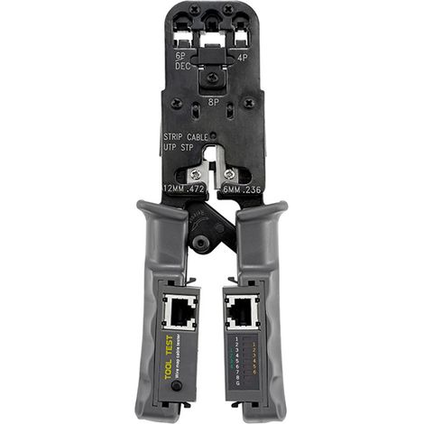 Pince à sertir à cliquet avec testeur LED 4 en 1 multifonction dénudeuse coupe-fil testeur, câble réseau 8P 6P 4P fil téléphone UTP STP outil à main électricien (1/5)