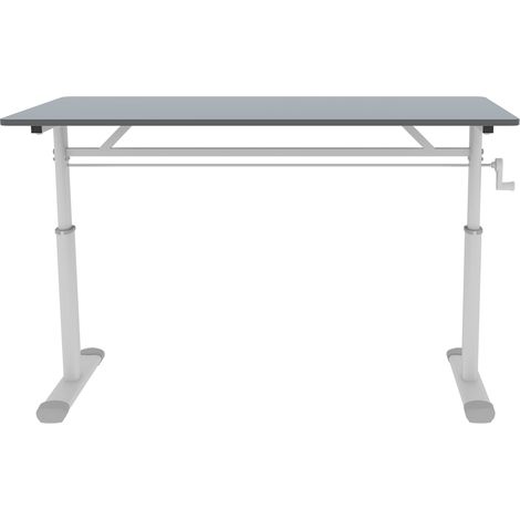 Escritorio regulable en altura de metal y madera gris 120 x 60 cm (1/5)