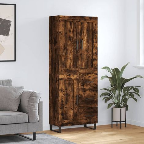 Aparador alto madera contrachapada roble ahumado 69,5x34x180 cm vidaXL (1/5)