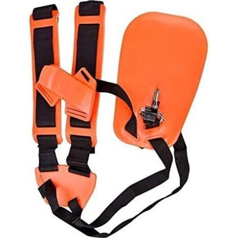 Harnais Double Universel - 1 Pièce - Nylon Rembourré - Réglable Confort - Débroussailleuse Tondeuse - Orange Noir (1/5)