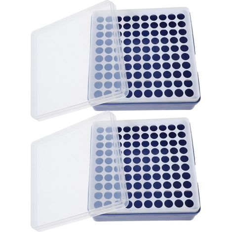 Boîte de rangement pour tubes à centrifuger (2 pièces) - Support pour tubes à essai de laboratoire 100 puits - Coffret de rangement pour flacons de laboratoire (1/5)