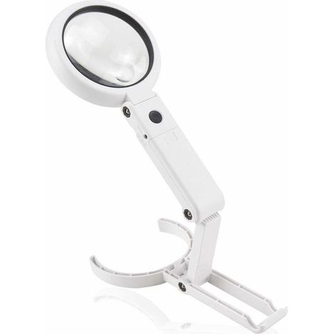 Loupe eclairante à Main sur Pied 5X 11X avec lumière 8 LED, loupe de Lecture, loupe de Table avec Support Pliable, pour Lecture, l'inspection, Soudure, l'artisanat, réparation, Ø75mm, HANBING (1/5)