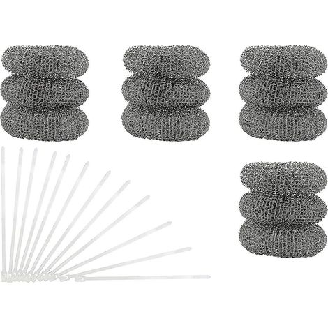 12 Flusenfilter mit 12 Kabelbindern zur Befestigung am Waschmaschinen- und Spülbeckenschlauch. Edelstahl-Flusenfänger gegen Verstopfung.