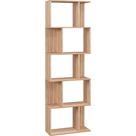 HOMCOM Scaffale Libreria a 5 Ripiani in Truciolato color Legno 60x24x184.5 cm