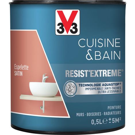 Peinture multi-supports monocouche Cuisine & Bain Resist'Extrême® V33 Espelette satin 0,5L