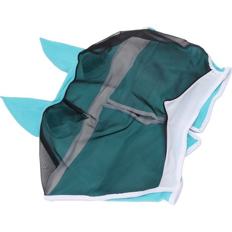 Masque anti-mouches, tissu en maille intégrale, respirant, protection UV élastique, masque facial avec boucles d'oreilles, bleu, taille L (45 x 54 cm / 17,7 x 21,3 pouces) (1/5)