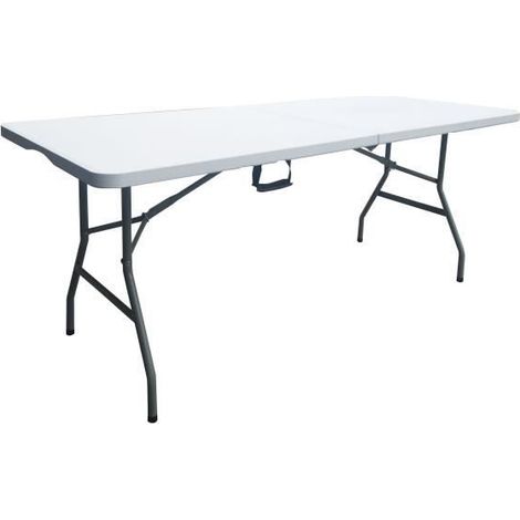 Hobag – Table de camping pliante 180 cm – 8 places – Structure acier peinture époxy – Plateau PEHD – Charge max 150 kg – Poids 13 kg