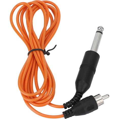 Câble d'alimentation pour machine à tatouage avec connecteurs RCA droits en silicone orange (1/5)