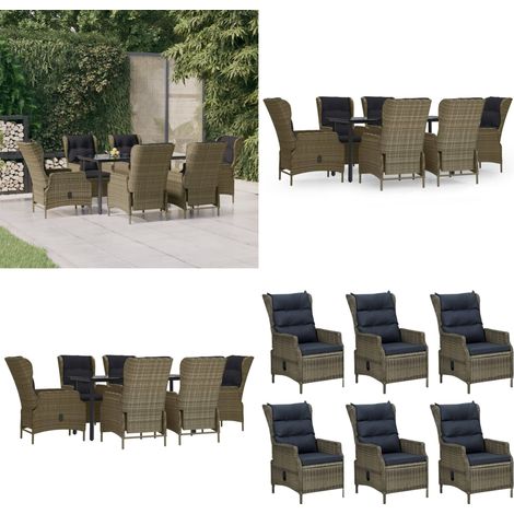 Ensemble à manger de jardin 7 pcs Marron Résine tressée - Salle à manger de jardin - Table de jardin (1/5)